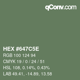 Color code: HEX #647C5E | qconv.com