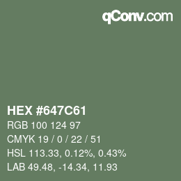 Color code: HEX #647C61 | qconv.com