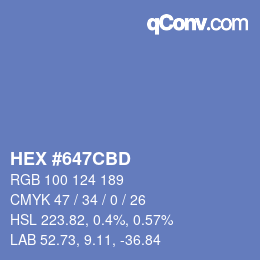 Color code: HEX #647CBD | qconv.com