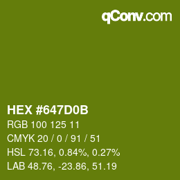 Color code: HEX #647D0B | qconv.com