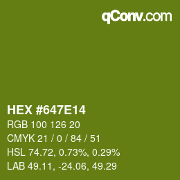 Color code: HEX #647E14 | qconv.com