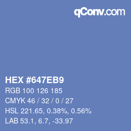Farbcode: HEX #647EB9 | qconv.com