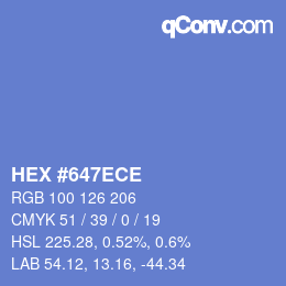 Color code: HEX #647ECE | qconv.com