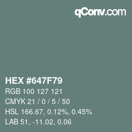颜色代码: HEX #647F79 | qconv.com
