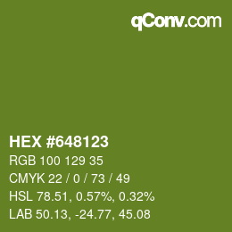 Color code: HEX #648123 | qconv.com