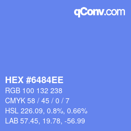 颜色代码: HEX #6484EE | qconv.com