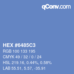 カラーコード: HEX #6485C3 | qconv.com