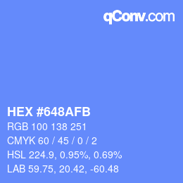 Color code: HEX #648AFB | qconv.com