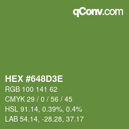 Color code: HEX #648D3E | qconv.com