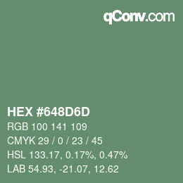 Farbcode: HEX #648D6D | qconv.com