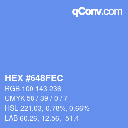 Farbcode: HEX #648FEC | qconv.com