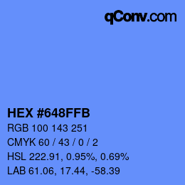 カラーコード: HEX #648FFB | qconv.com