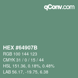 Farbcode: HEX #64907B | qconv.com
