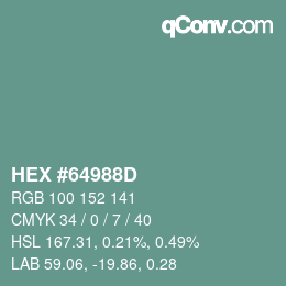 カラーコード: HEX #64988D | qconv.com