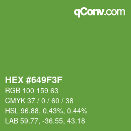 Color code: HEX #649F3F | qconv.com