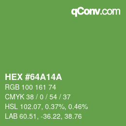 Code couleur: HEX #64A14A | qconv.com