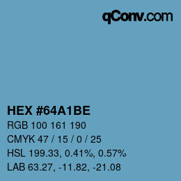 Color code: HEX #64A1BE | qconv.com