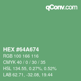 Code couleur: HEX #64A674 | qconv.com