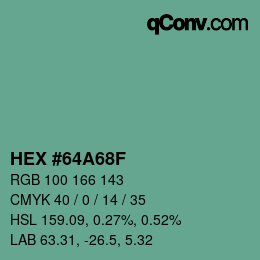 Color code: HEX #64A68F | qconv.com