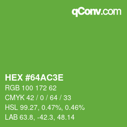 Color code: HEX #64AC3E | qconv.com