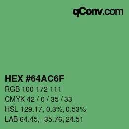 颜色代码: HEX #64AC6F | qconv.com
