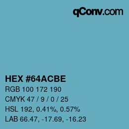 Color code: HEX #64ACBE | qconv.com