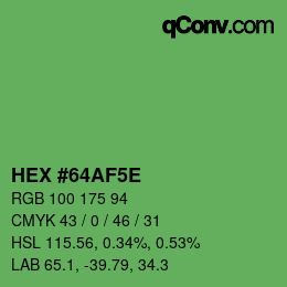 Farbcode: HEX #64AF5E | qconv.com