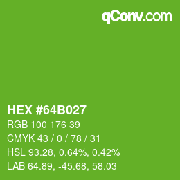颜色代码: HEX #64B027 | qconv.com
