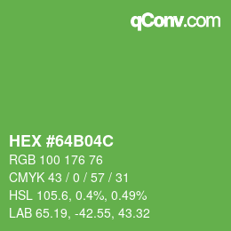 Color code: HEX #64B04C | qconv.com