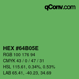 Color code: HEX #64B05E | qconv.com