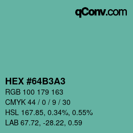 カラーコード: HEX #64B3A3 | qconv.com