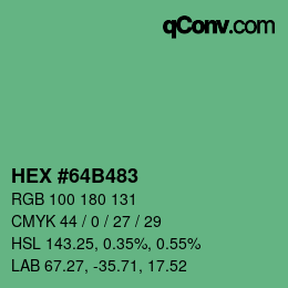 Code couleur: HEX #64B483 | qconv.com