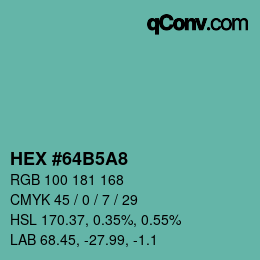 Color code: HEX #64B5A8 | qconv.com