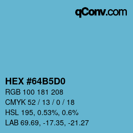カラーコード: HEX #64B5D0 | qconv.com