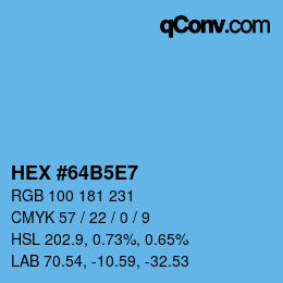 Farbcode: HEX #64B5E7 | qconv.com