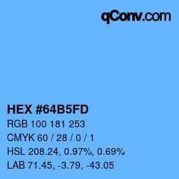 颜色代码: HEX #64B5FD | qconv.com