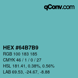 カラーコード: HEX #64B7B9 | qconv.com