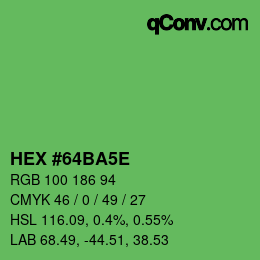 Color code: HEX #64BA5E | qconv.com