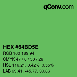カラーコード: HEX #64BD5E | qconv.com