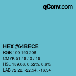 Color code: HEX #64BECE | qconv.com