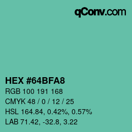 Código de color: HEX #64BFA8 | qconv.com