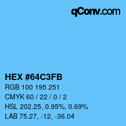 カラーコード: HEX #64C3FB | qconv.com