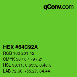 Color code: HEX #64C92A | qconv.com