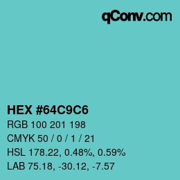 Color code: HEX #64C9C6 | qconv.com