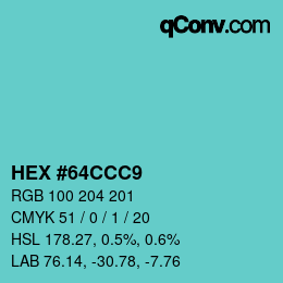 Color code: HEX #64CCC9 | qconv.com