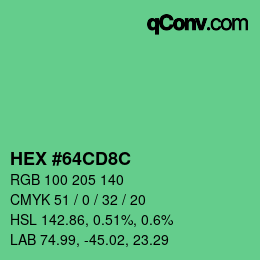 カラーコード: HEX #64CD8C | qconv.com