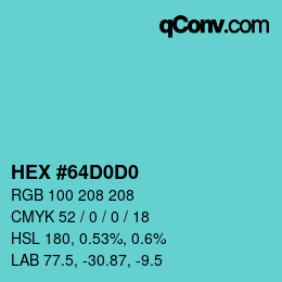 颜色代码: HEX #64D0D0 | qconv.com
