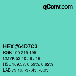 Color code: HEX #64D7C3 | qconv.com