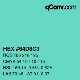 颜色代码: HEX #64D8C3 | qconv.com