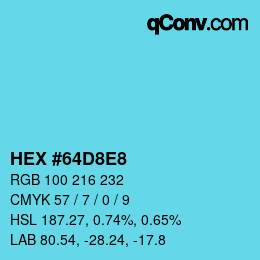 Farbcode: HEX #64D8E8 | qconv.com